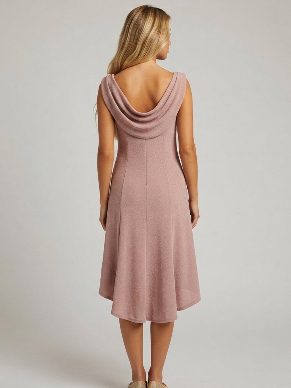 Adriana Papell Metallic-Knit Cowl-Back Fit & Flare Dress Size 4 57026